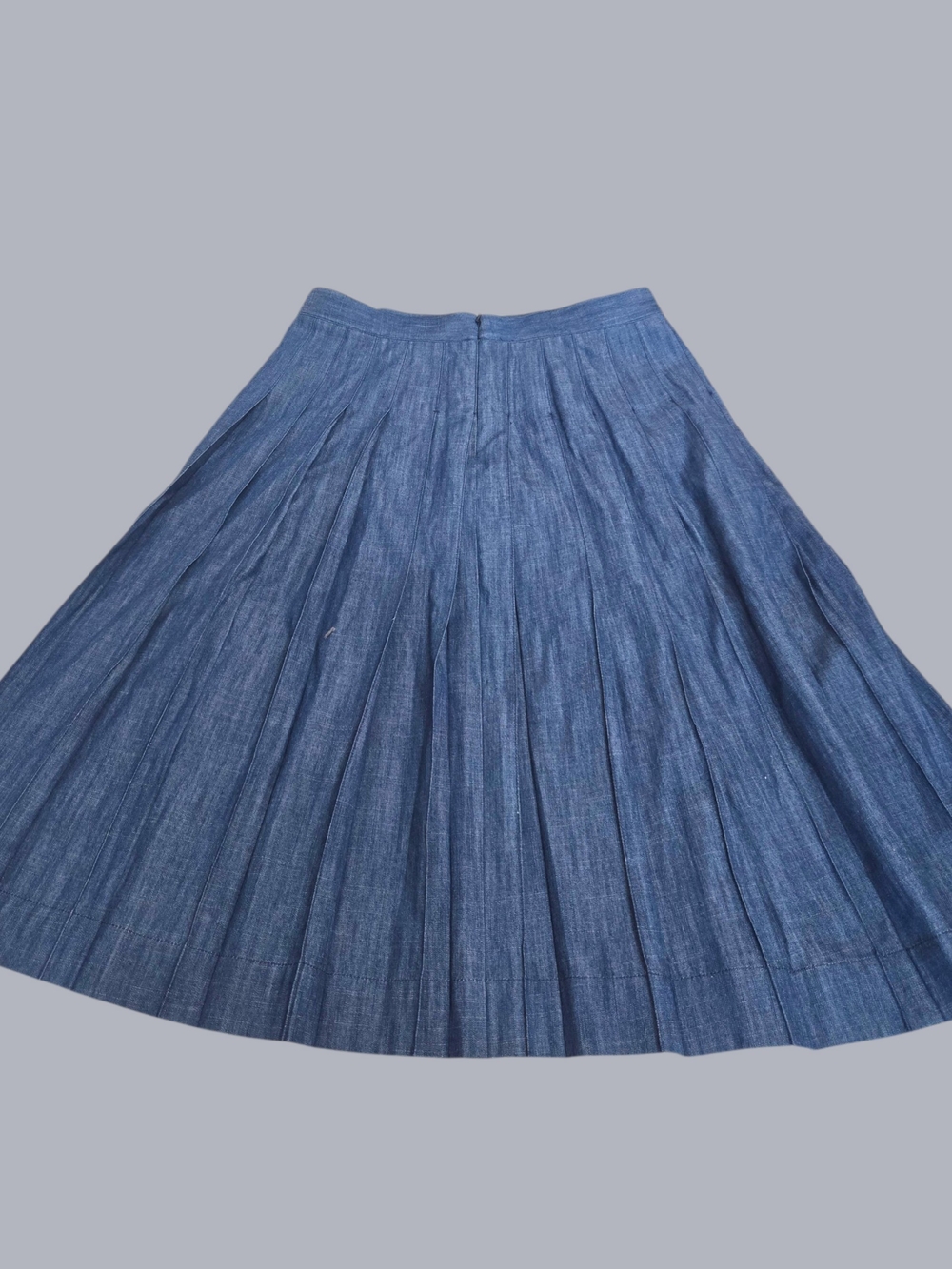 Blue Pleated Midi Skirt